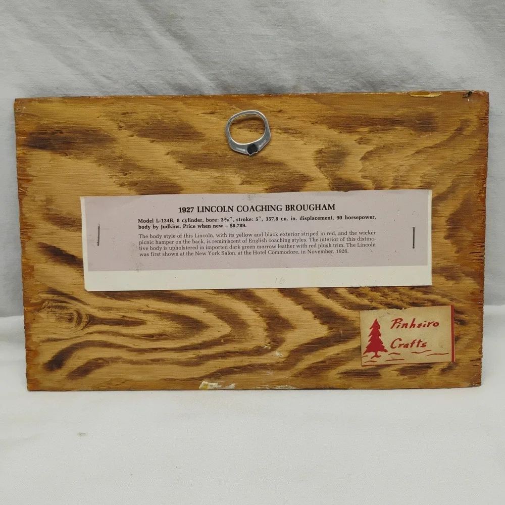 1927 Lincoln Coaching Brougham Car Wooden Plaque Sign Pinheiro Crafts 11